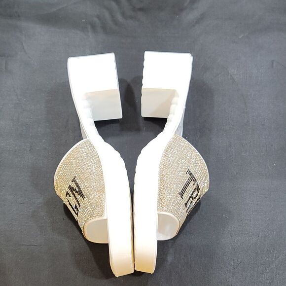 BRAND NEW TRUE RELIGION EMBELLISHMENTS BLOCK HEEL MULE OPEN GLITTER SANDAL - Picture 10 of 13